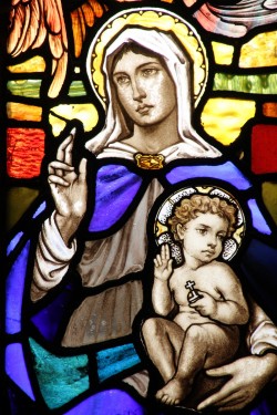 madonna and child stained glass